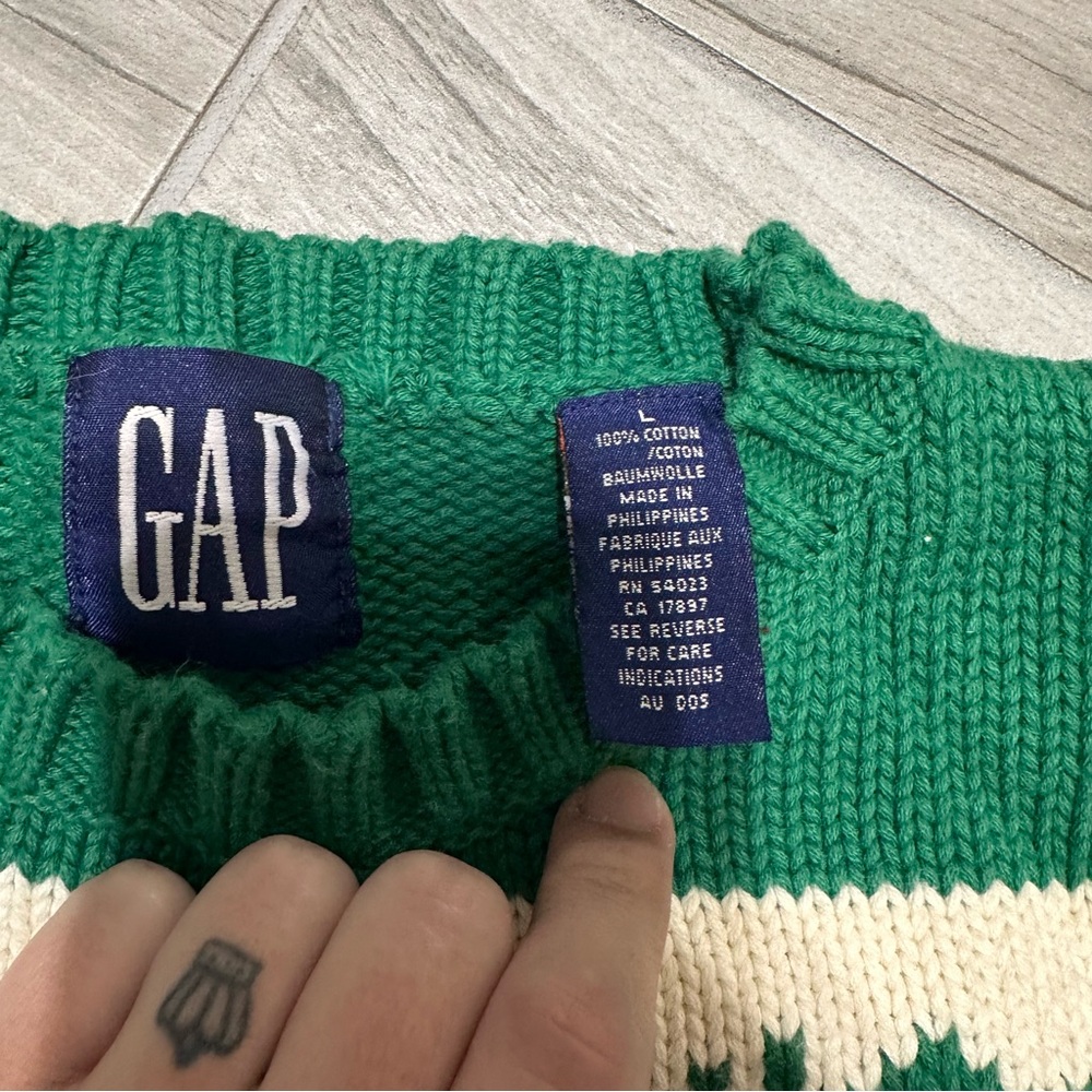 GAP Chunky Cozy Oversized Green Patterned Sweater - Picture 4 of 7